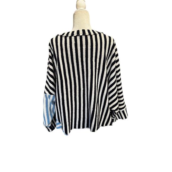 Free People Beach BRB Pullover Mixed Stripe Coastal Boho Size M - Picture 3 of 6